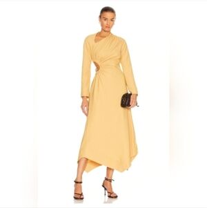 JONATHAN SIMKHAI Christie Cutout Draped Crepe Midi Dress Yellow US